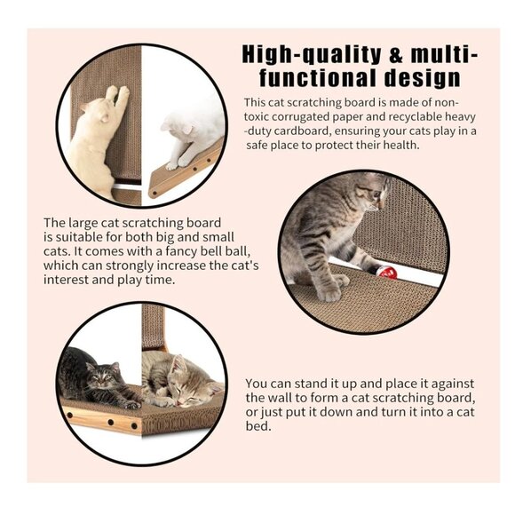 Draywitt L Shape Cat Scratcher - Scratching Board for Indoor Cats，26.9inches Scr - Picture 4 of 7